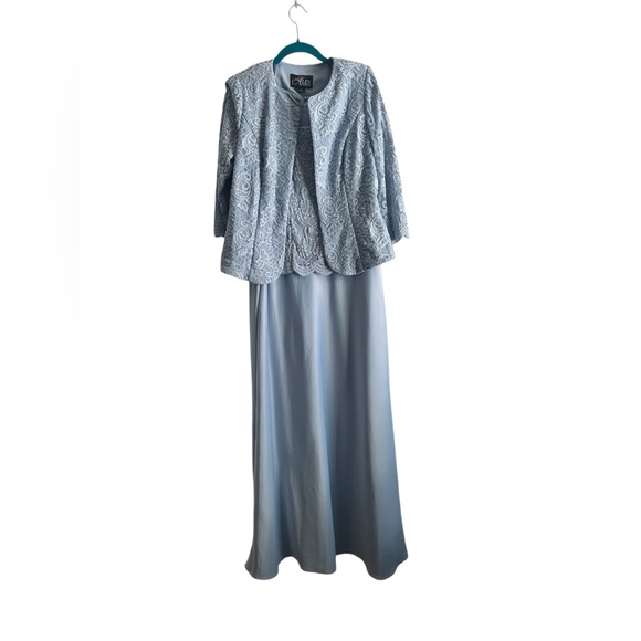 New ALEX EVENINGS Sequined Lace Dress & Jacket Hydrangea Size 10 - Picture 3 of 13